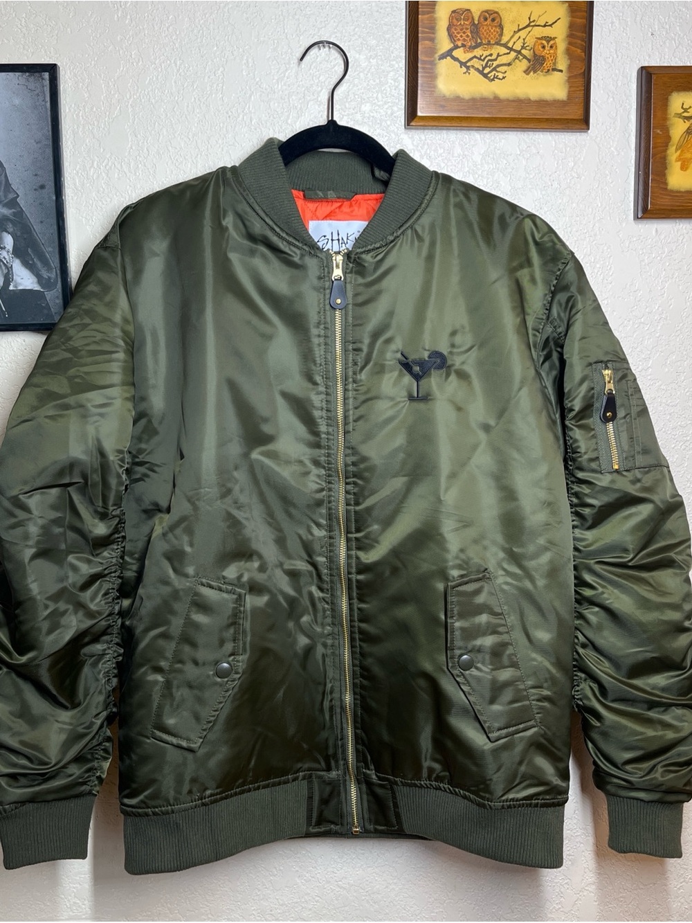Men's Olive Green Bomber Jacket with Subtle Logo
